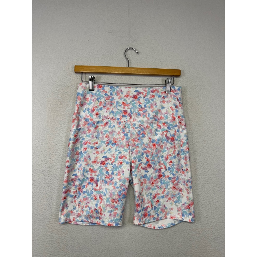 Abstract Floral RBX Women Size M Multicolor High Waisted Biker Shorts Pocket